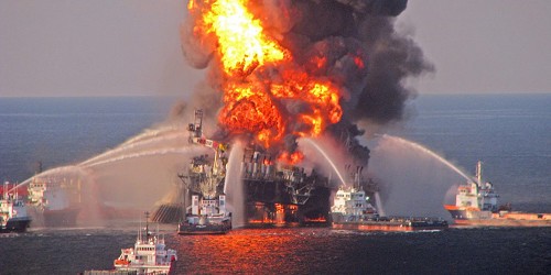 Deepwater Horizon Drilling Rig on Fire